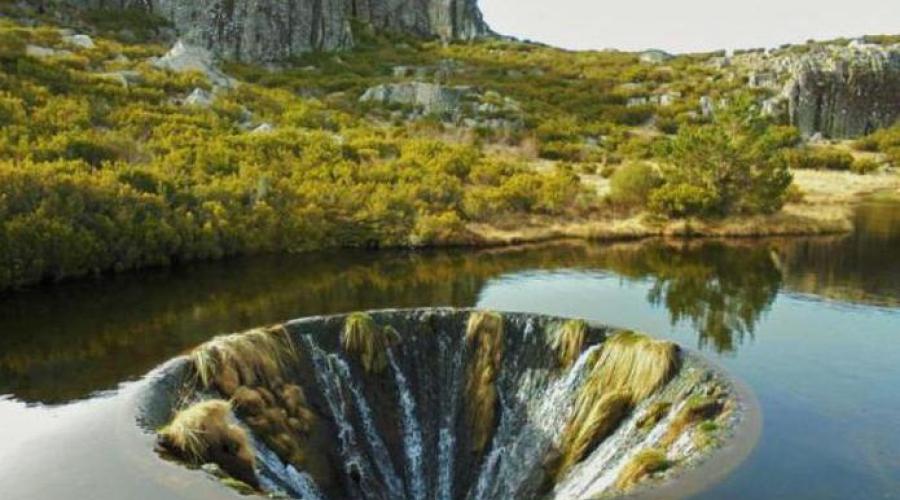 Водопад внутри озера в португалиии - рукотворное чудо, вызывающее трепет. Водопад внутри озера в Португалии – миф и реальность Дыра в португалии